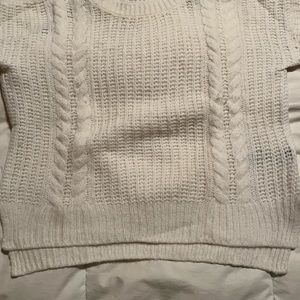 Massimo Dutti alpaca wool cream cable knit boxy sweater.  Size Large